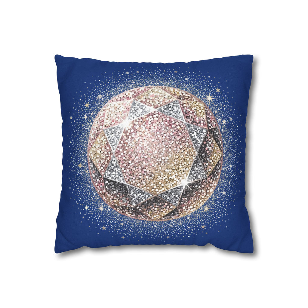 Glittery Navy Spun Polyester Square Pillowcase