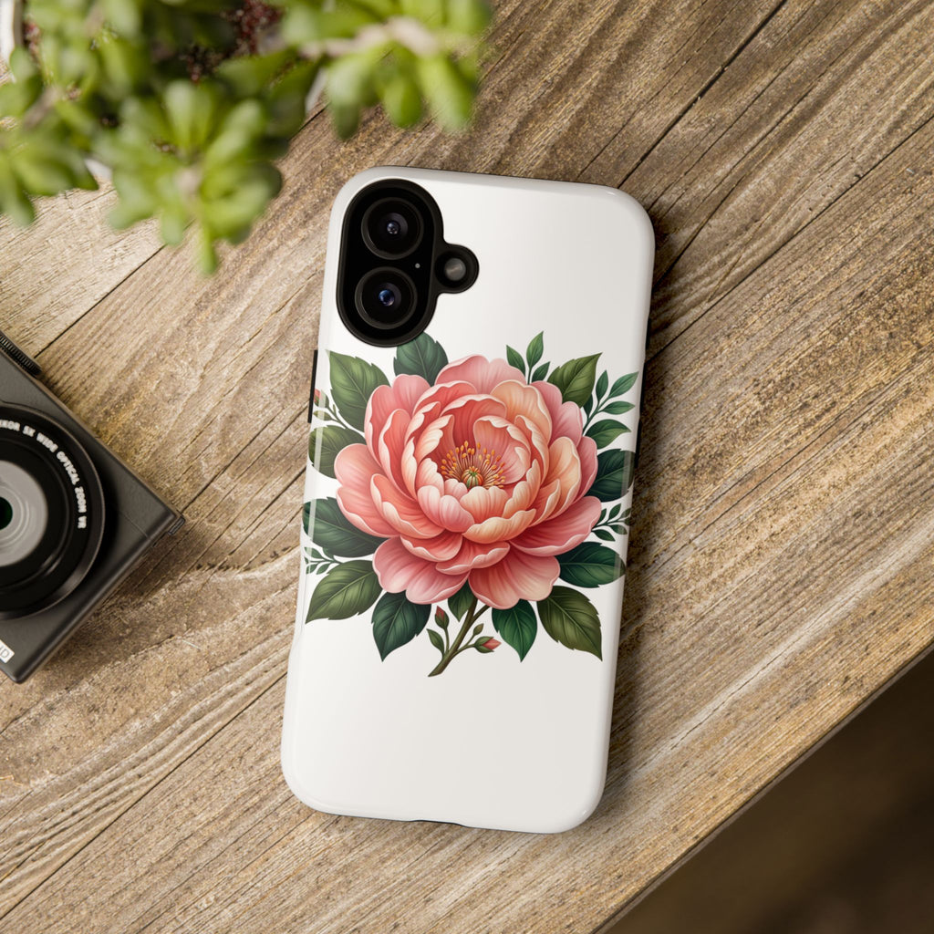 Floral Peony Tough Phone Case — Protective Botanical iPhone Cover