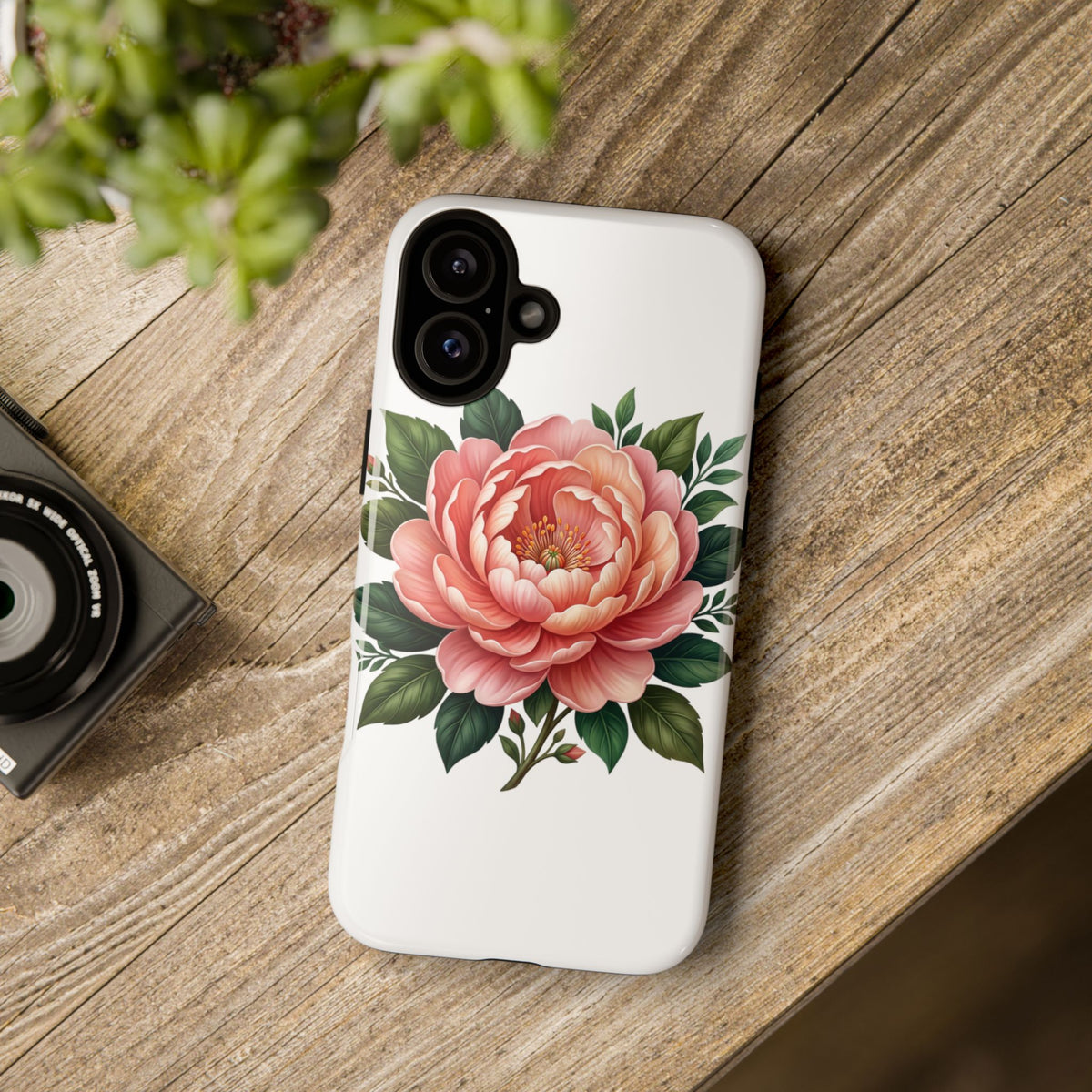 Floral Peony Tough Phone Case — Protective Botanical iPhone Cover