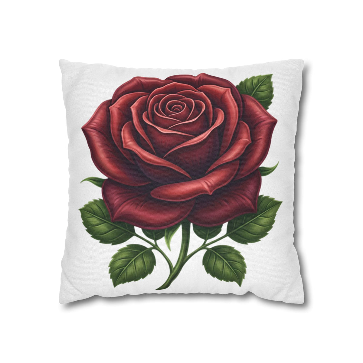 Red Rose Spun Polyester Square Pillowcase