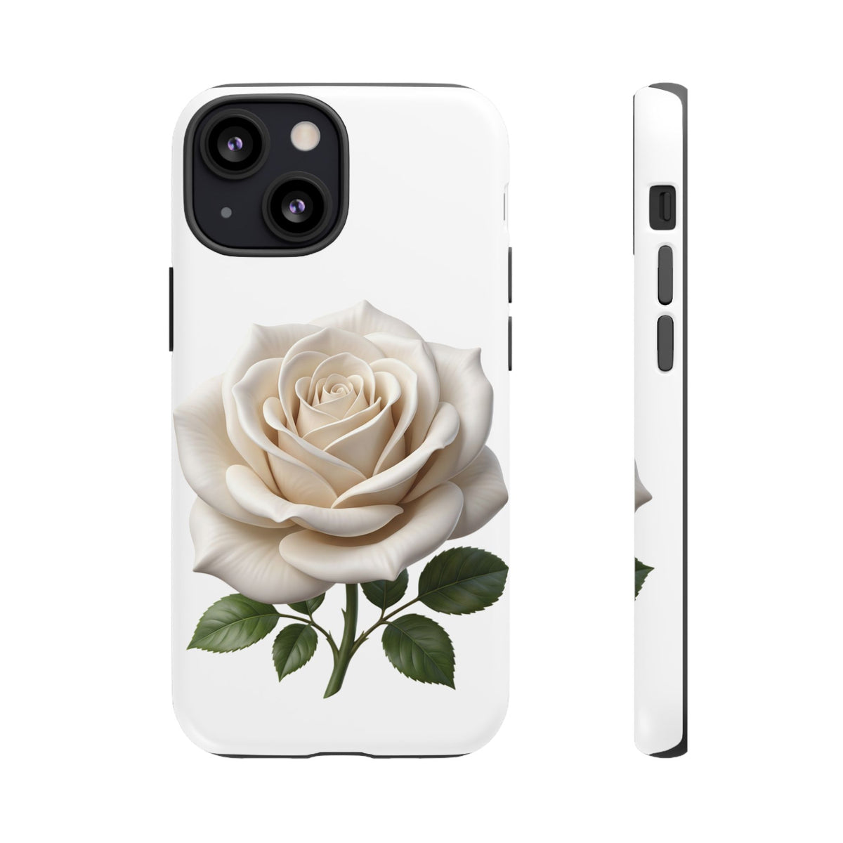 White Rose Tough Phone Case – Elegant Floral Protective Cover