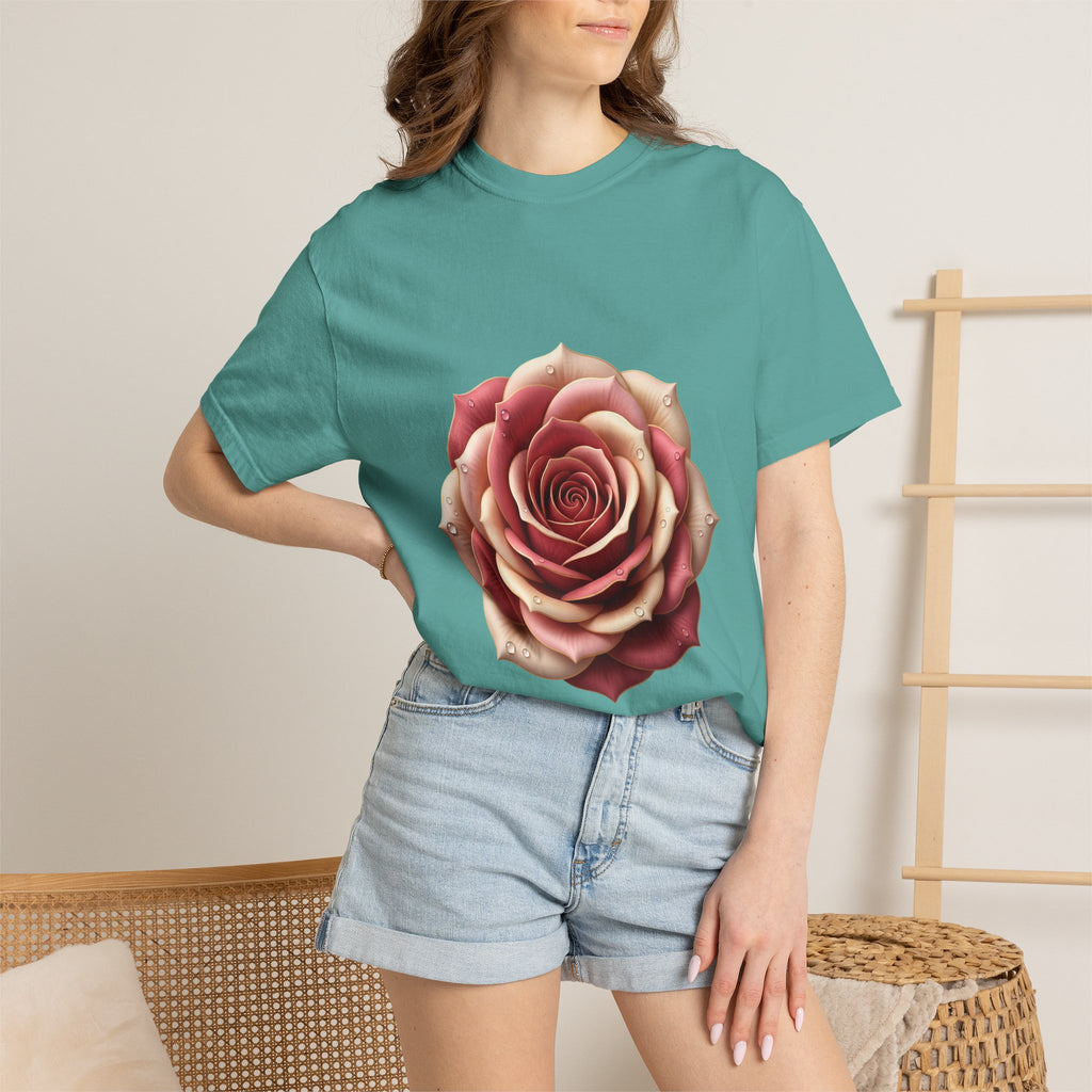 Rose Bloom Graphic T-Shirt — Realistic Pink Rose Floral Tee