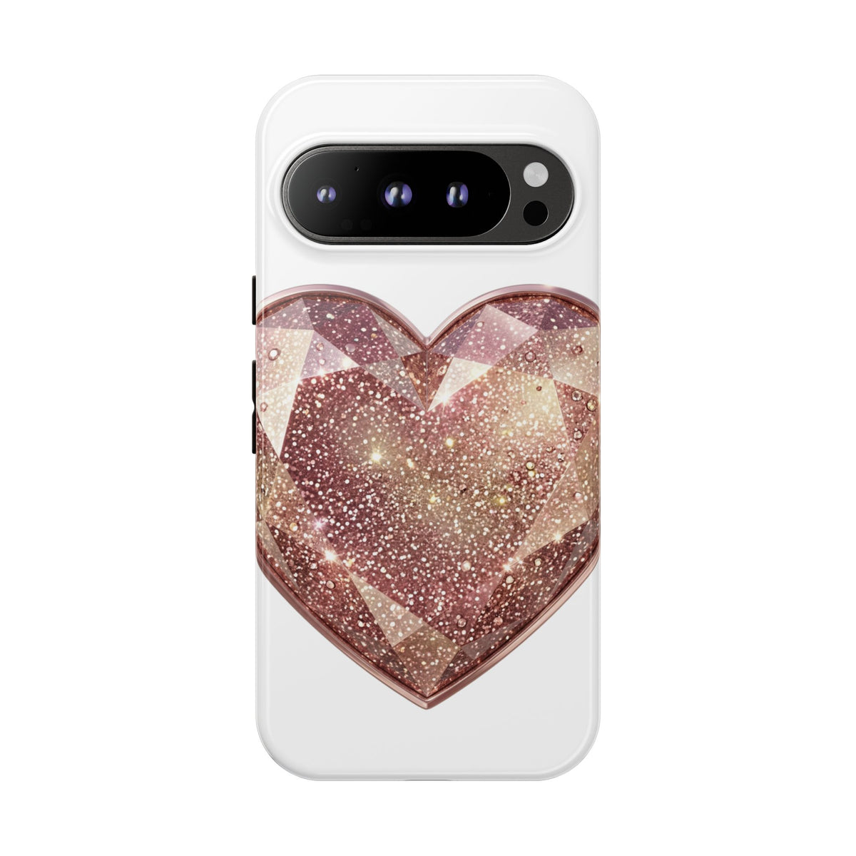 Rose Gold Glitter Crystal Heart Phone Case