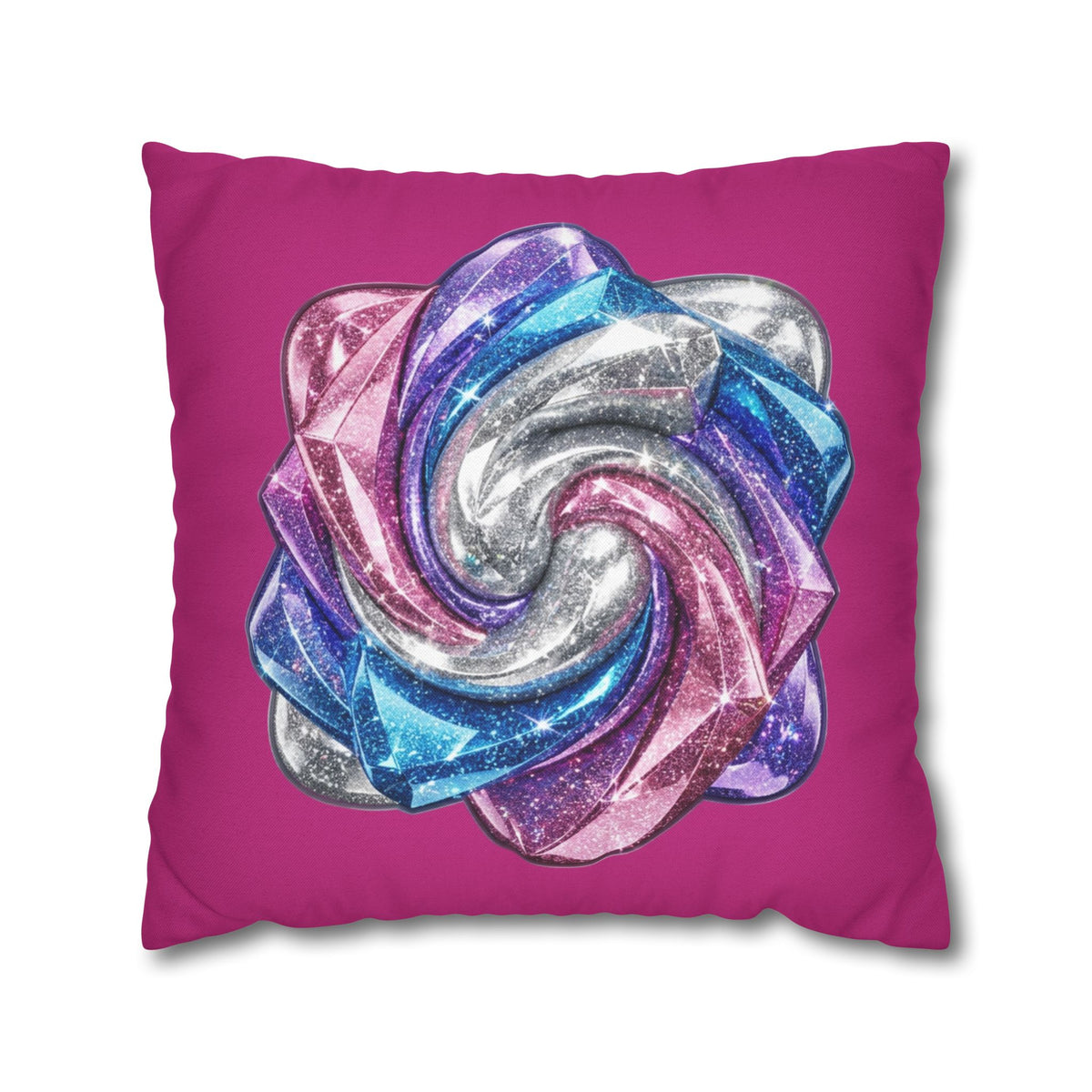 3D Glitter Design Magenta Spun Polyester Square Pillowcase