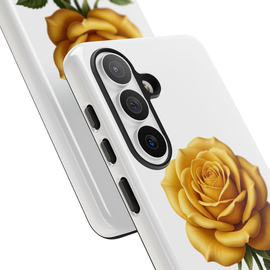 Yellow Rose Phone Case — Vintage Floral Tough Protective Cover