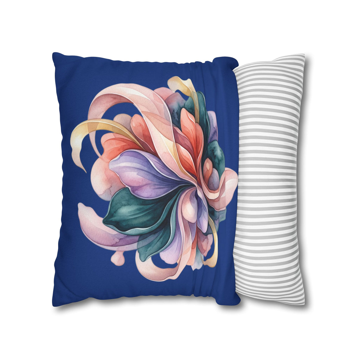 Floral Swirl Decorative Pillowcase — Vibrant Abstract Blossom on Navy