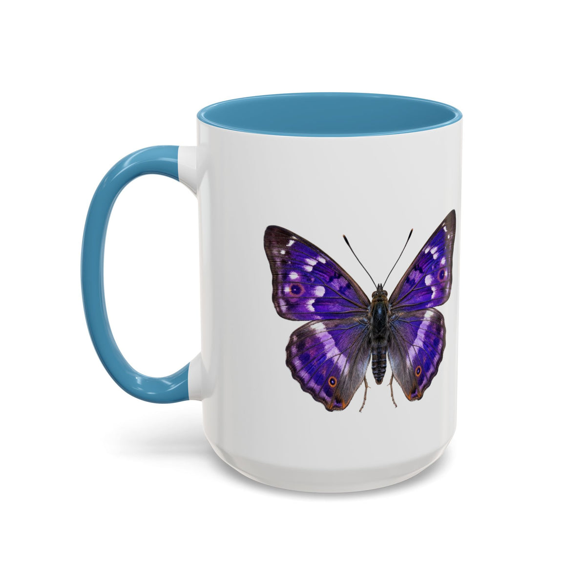 Purple Butterfly Accent Coffee Mug – Elegant Floral Butterfly Ceramic Cup