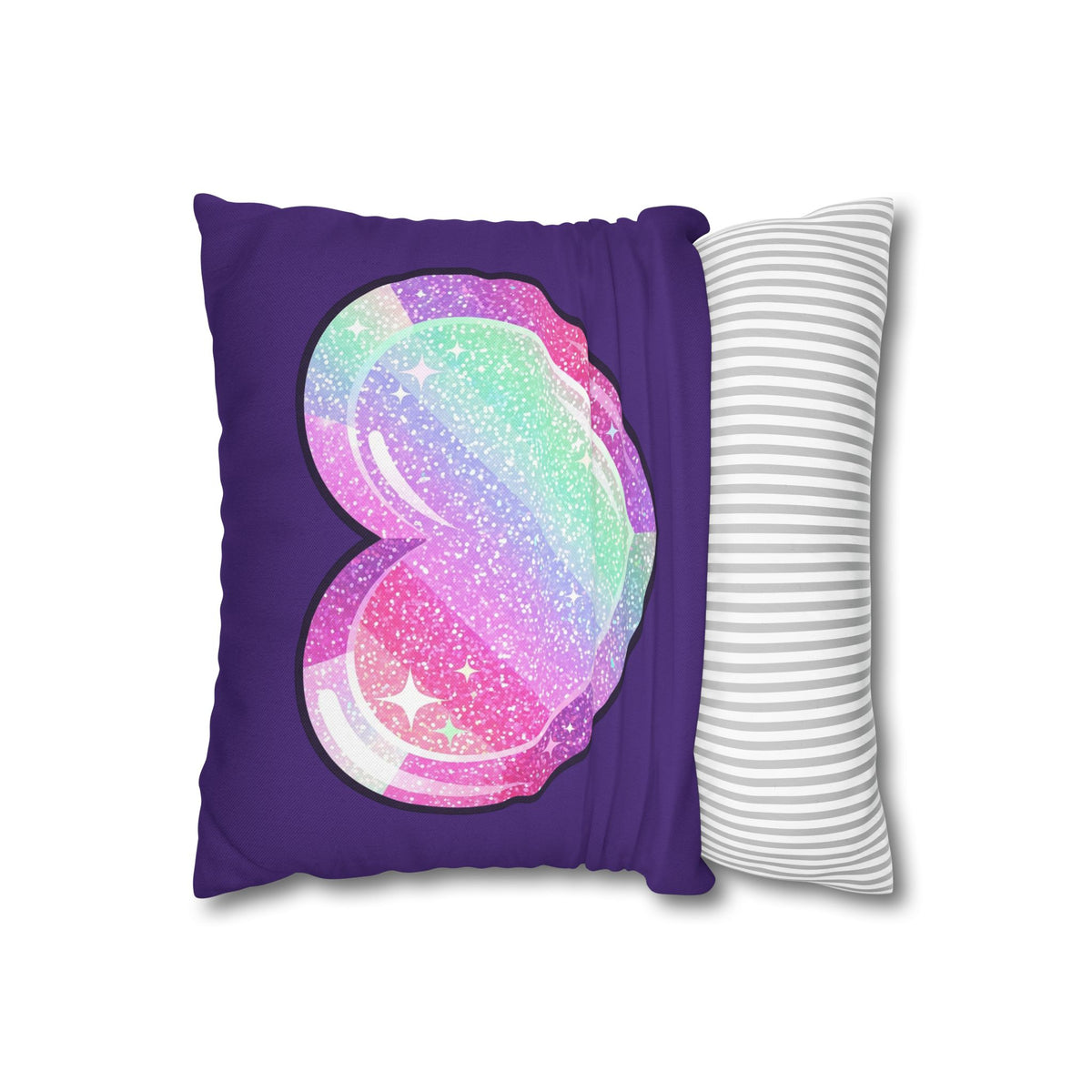 Pastel Glitter Heart Pillowcase Spun Polyester Square Pillowcase- Dark Purple