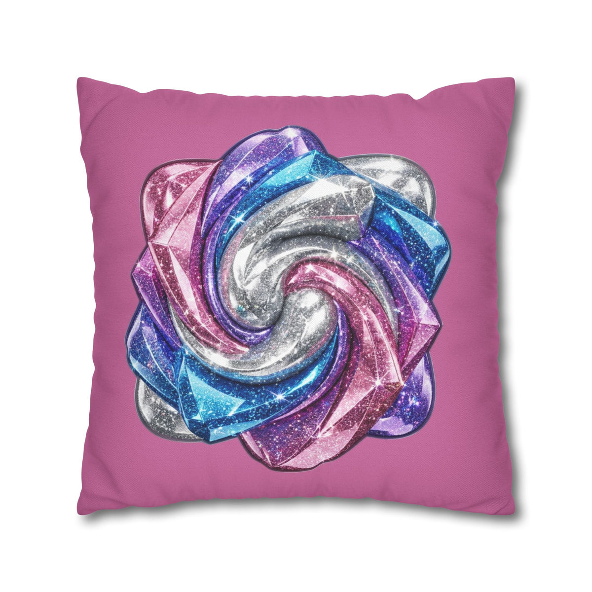 3D Glitter Design Light Pink Spun Polyester Square Pillowcase
