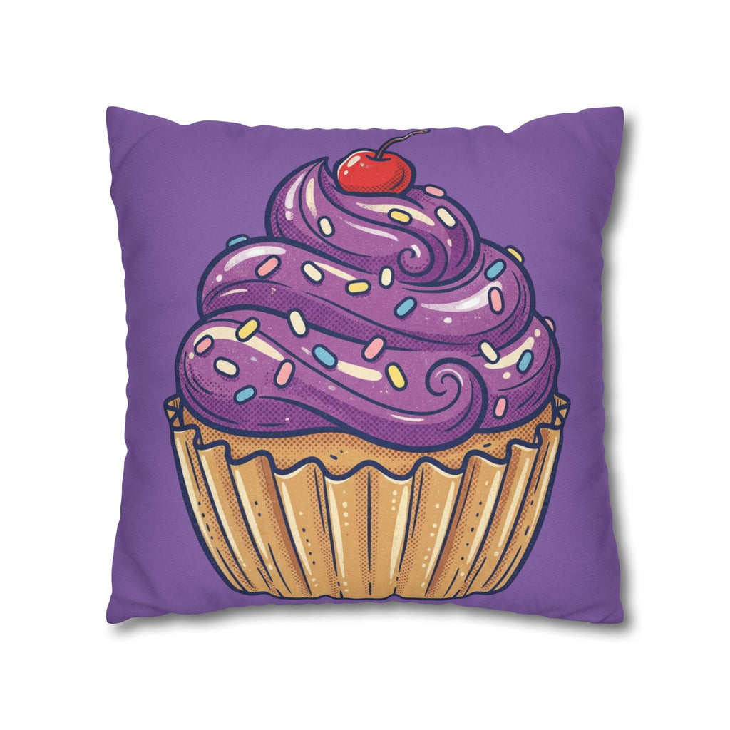 Cupcake Art Pillowcase — Purple Cupcake Decorative Throw Pillow Cover- Light Purple