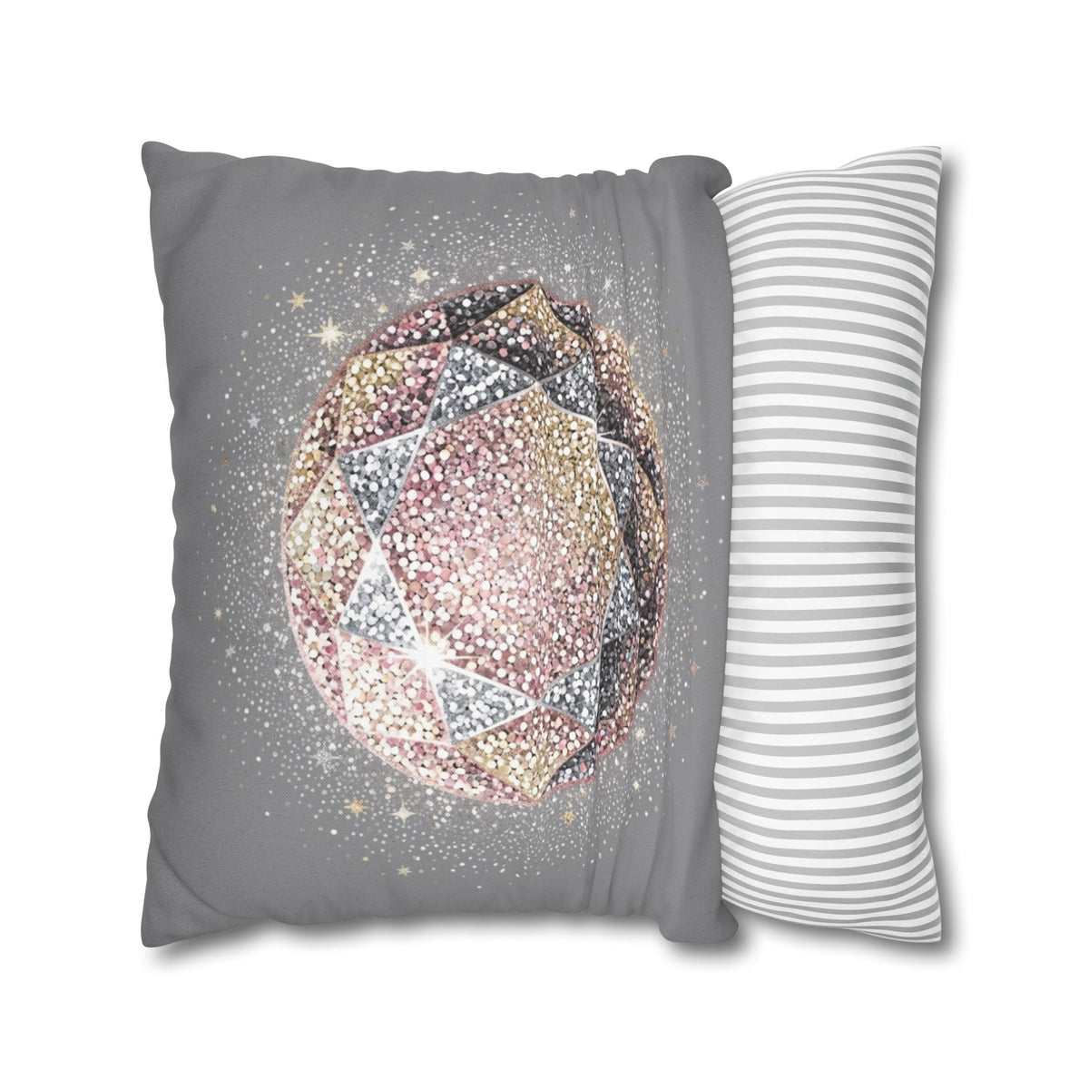 Glittery Grey Spun Polyester Square Pillowcase