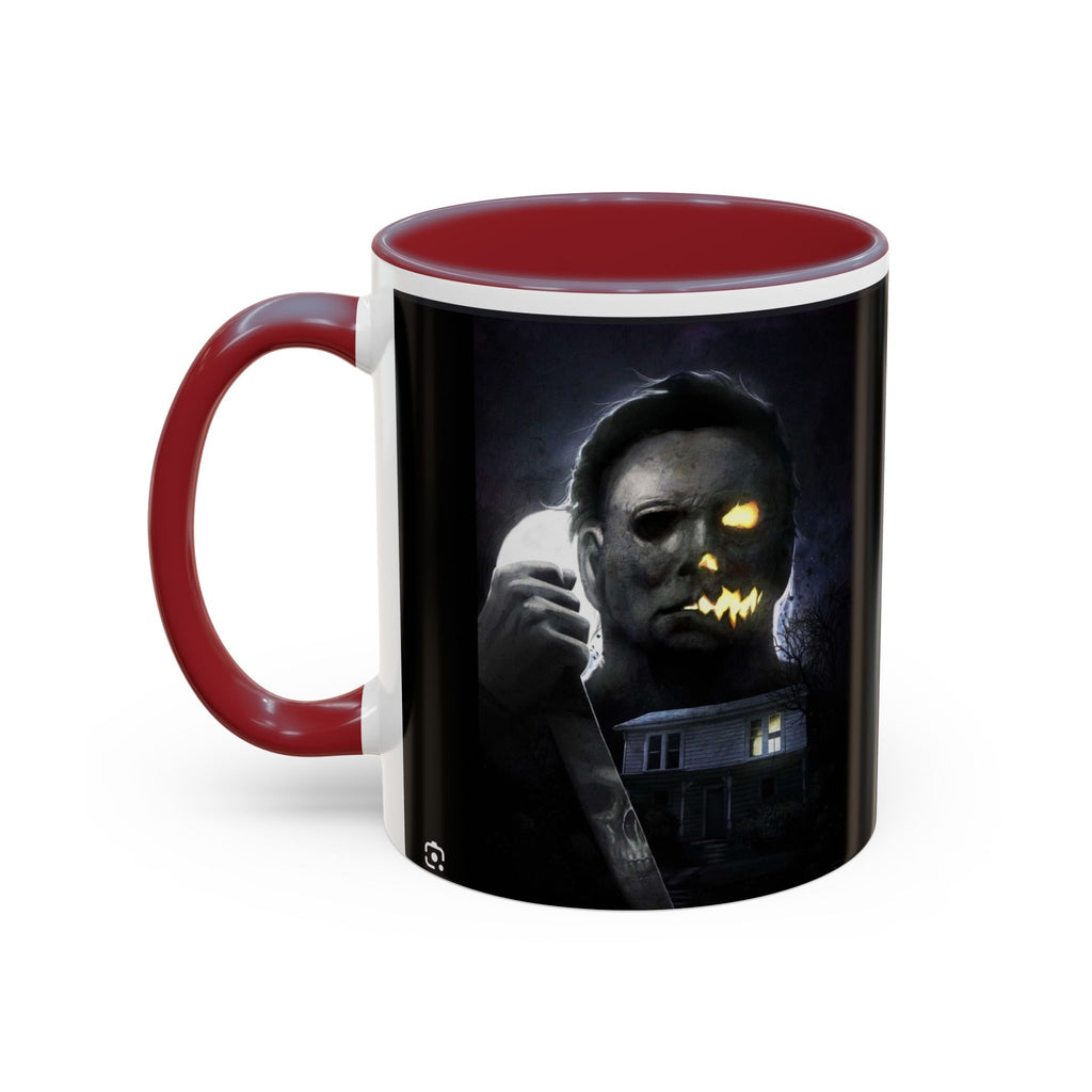 Halloween Michael Myers Accent Coffee Mug — Spooky Horror Movie Jack-O'-Lantern Face (11/15oz)
