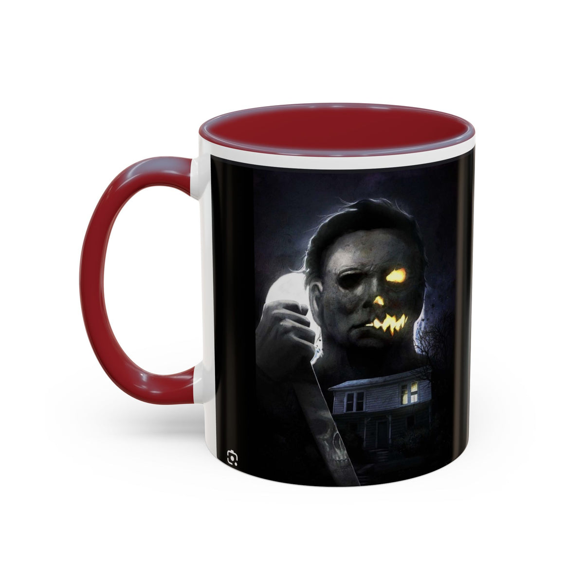Halloween Michael Myers Accent Coffee Mug — Spooky Horror Movie Jack-O'-Lantern Face (11/15oz)