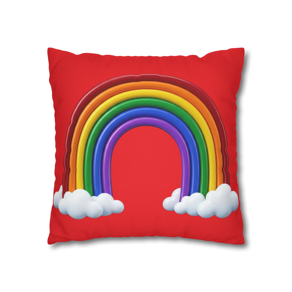 Rainbow Red Spun Polyester Square Pillowcase