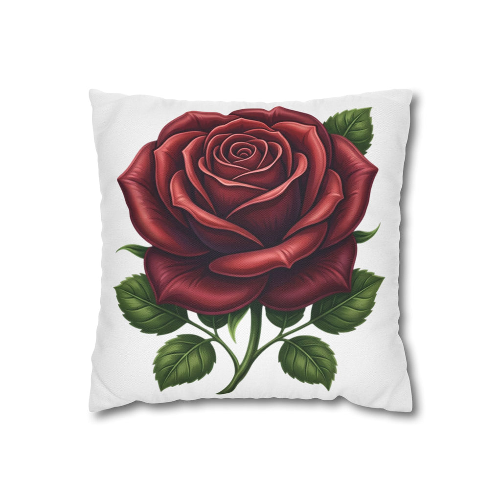 Red Rose Spun Polyester Square Pillowcase
