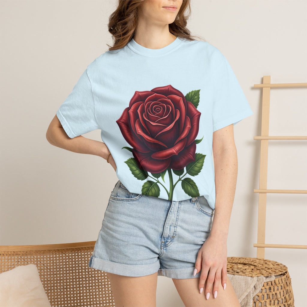Rose Graphic T‑Shirt — Large Red Rose Floral Tee