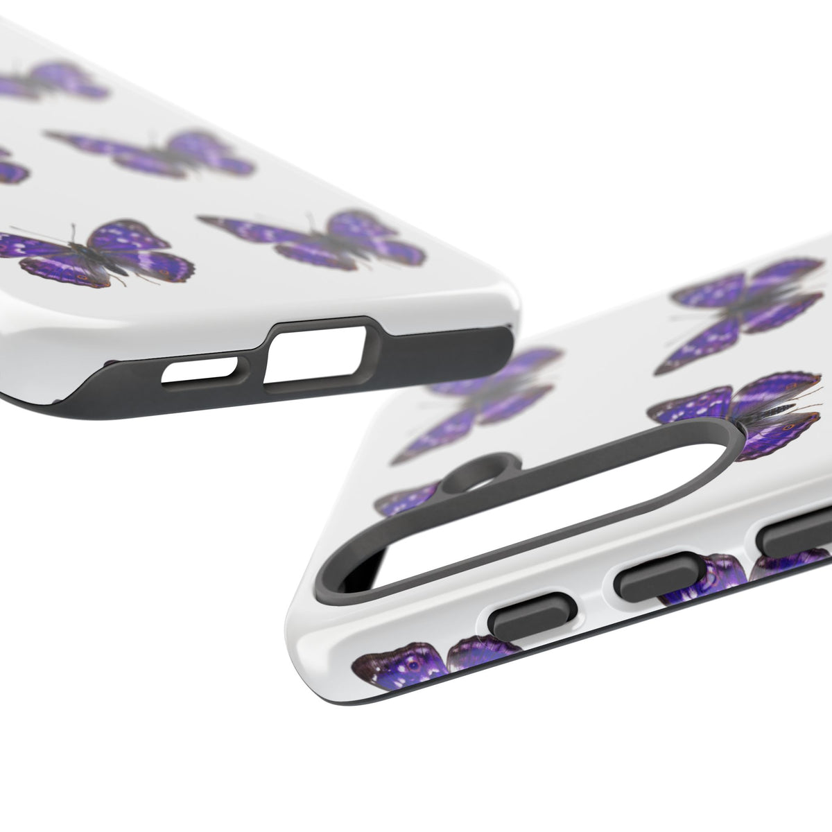 Purple Butterfly Tough Phone Case — Durable Protective iPhone Case with Repeating Butterfly Pattern