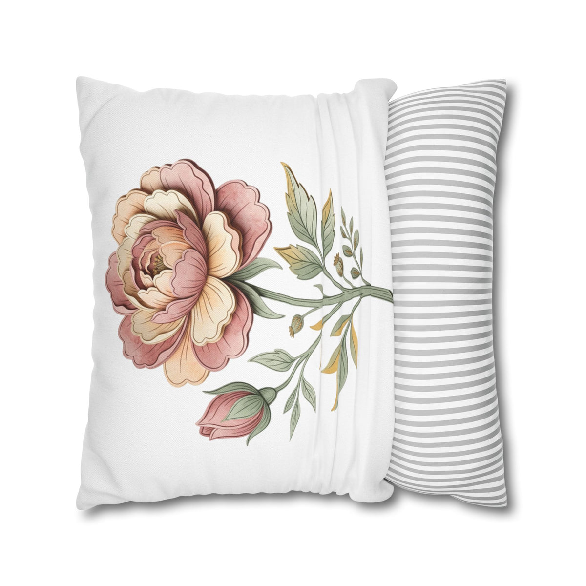 Floral Rose Spun Polyester Square Pillowcase
