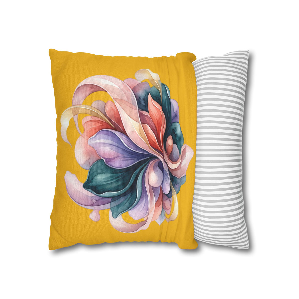 Floral Swirl Decorative Pillowcase — Vibrant Yellow Abstract Bloom