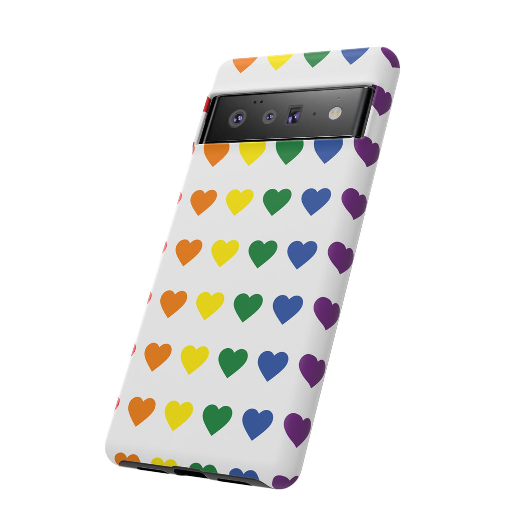 Rainbow Heart Tough Phone Case — Pride Pattern Protective Cover