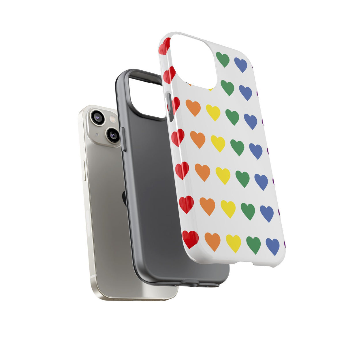 Rainbow Heart Tough Phone Case — Pride Pattern Protective Cover