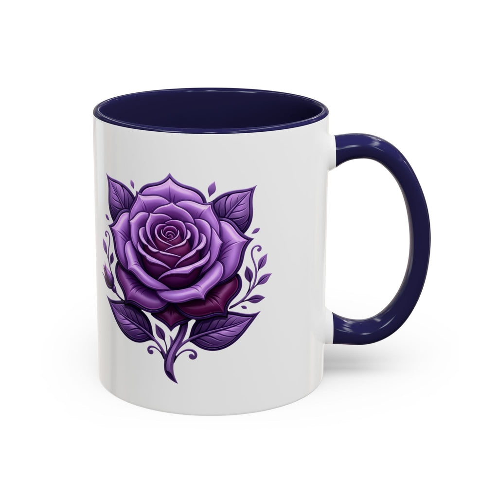 Purple Rose Accent Coffee Mug — Floral Gothic Tea Cup for Women & Gifts
