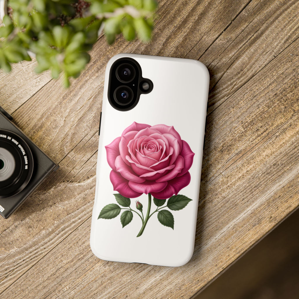 Pink Rose Tough Phone Case — Floral Protective iPhone Cover