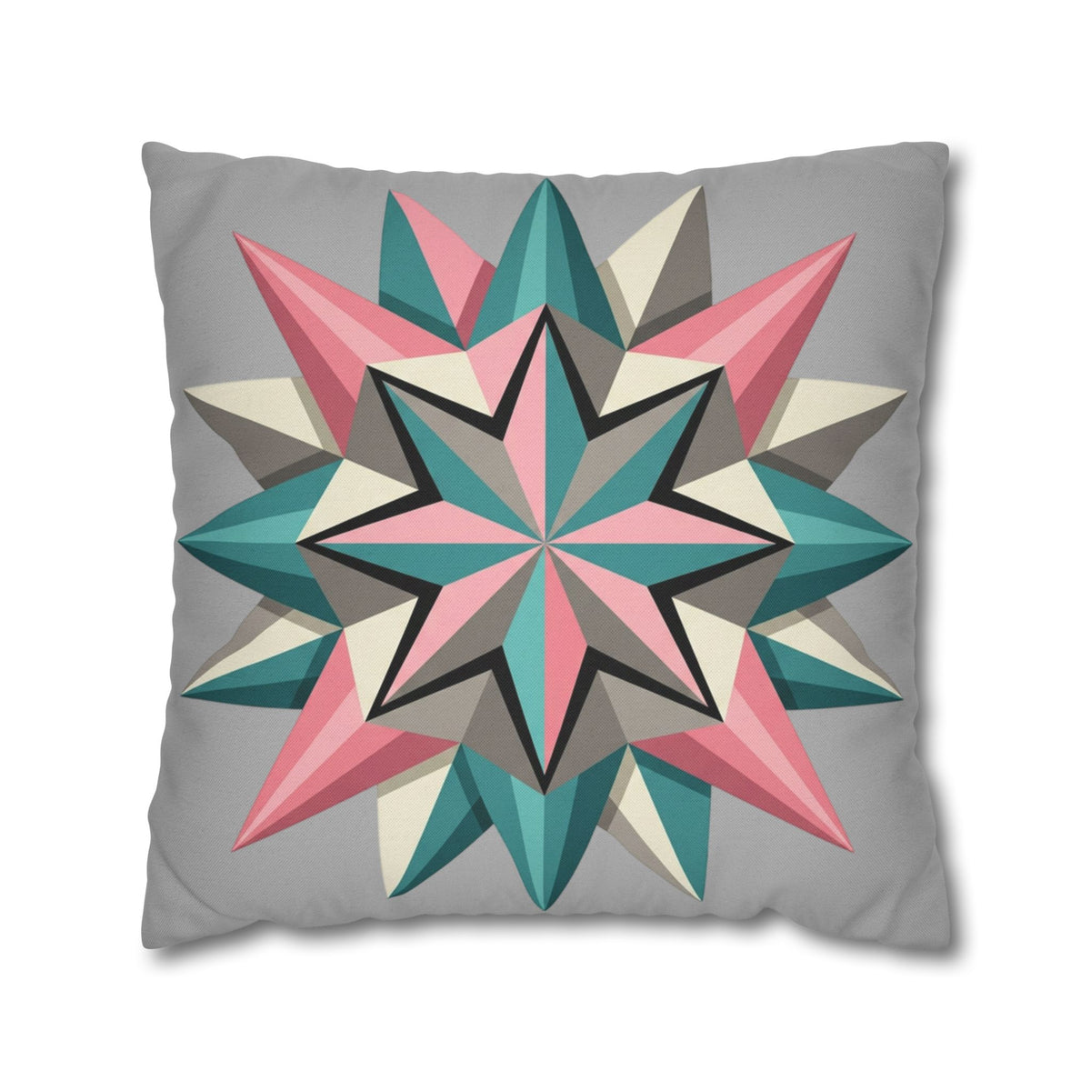 Geometric Starburst Throw Pillowcase — Pink Teal Modern Accent
