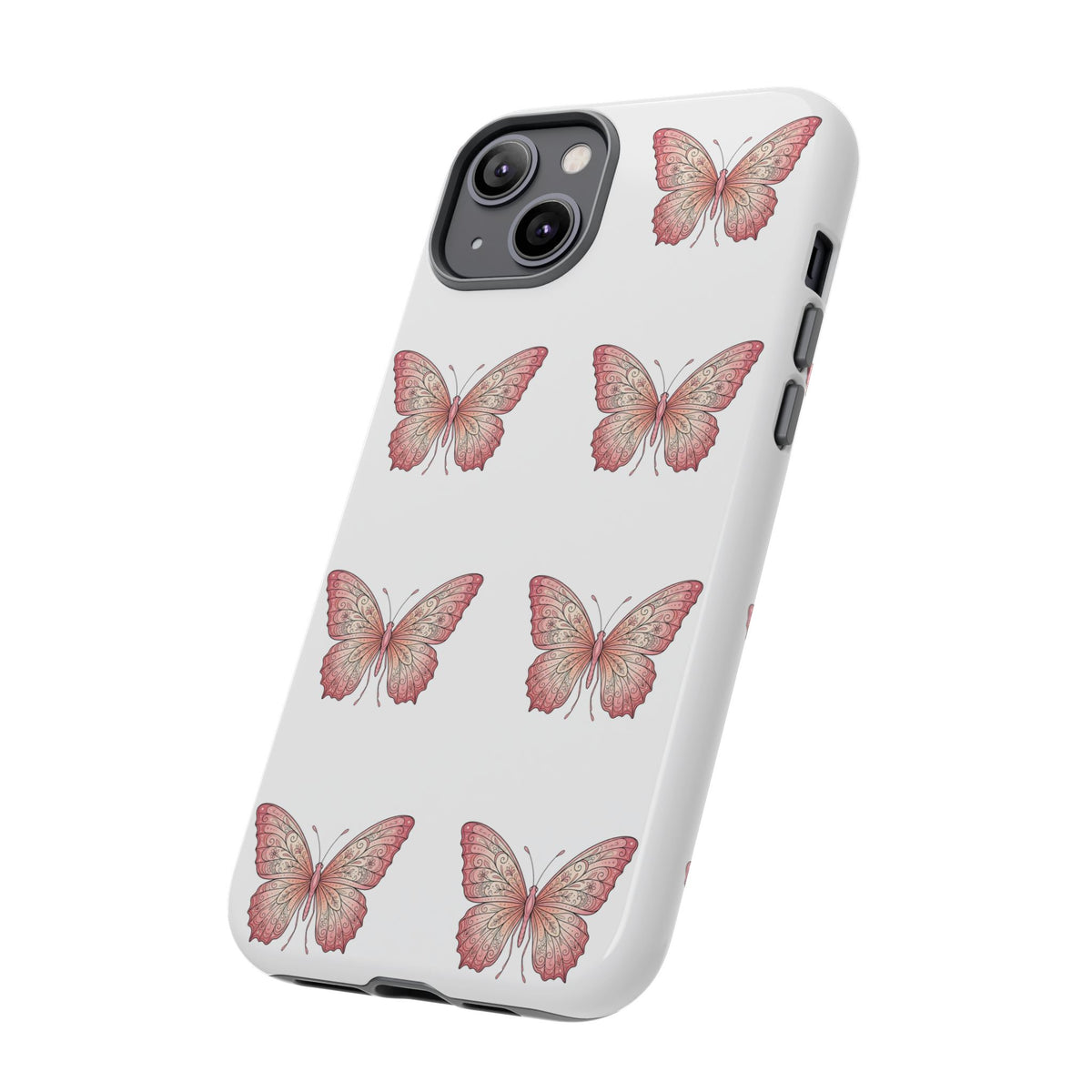 Pink Butterfly Tough Phone Case — Floral Pattern Protective Cover