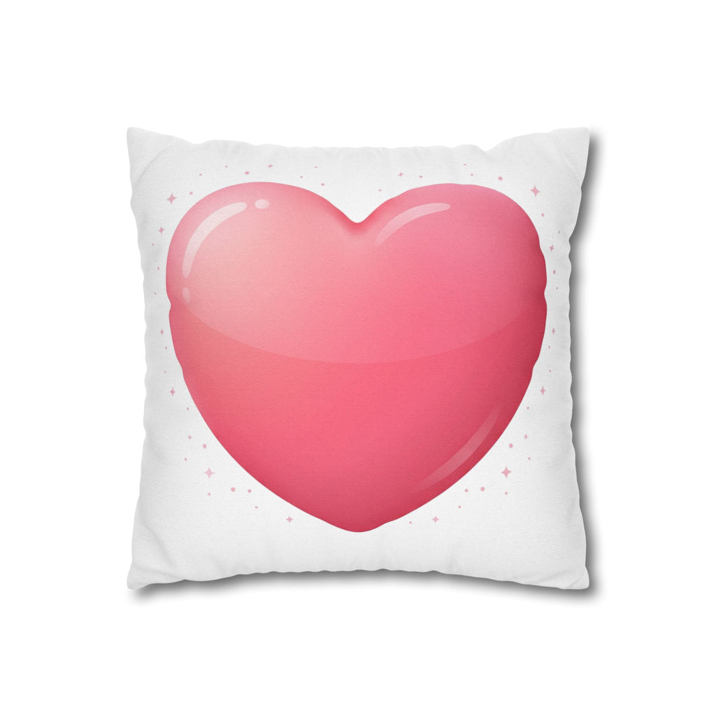 Pink Heart Spun Polyester Square Pillowcase