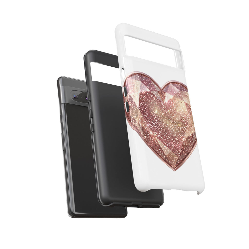 Rose Gold Glitter Crystal Heart Phone Case