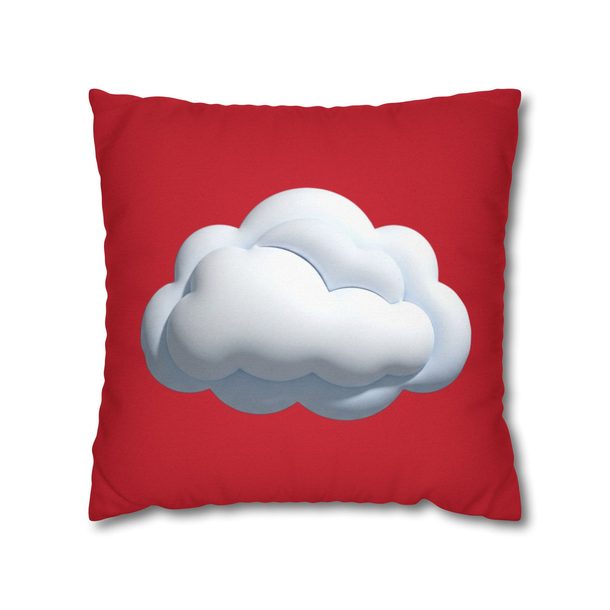 Cloud Graphic Dark Red Pillowcase — Cute White Cloud on Red Decorative Throw Pillow Cover
