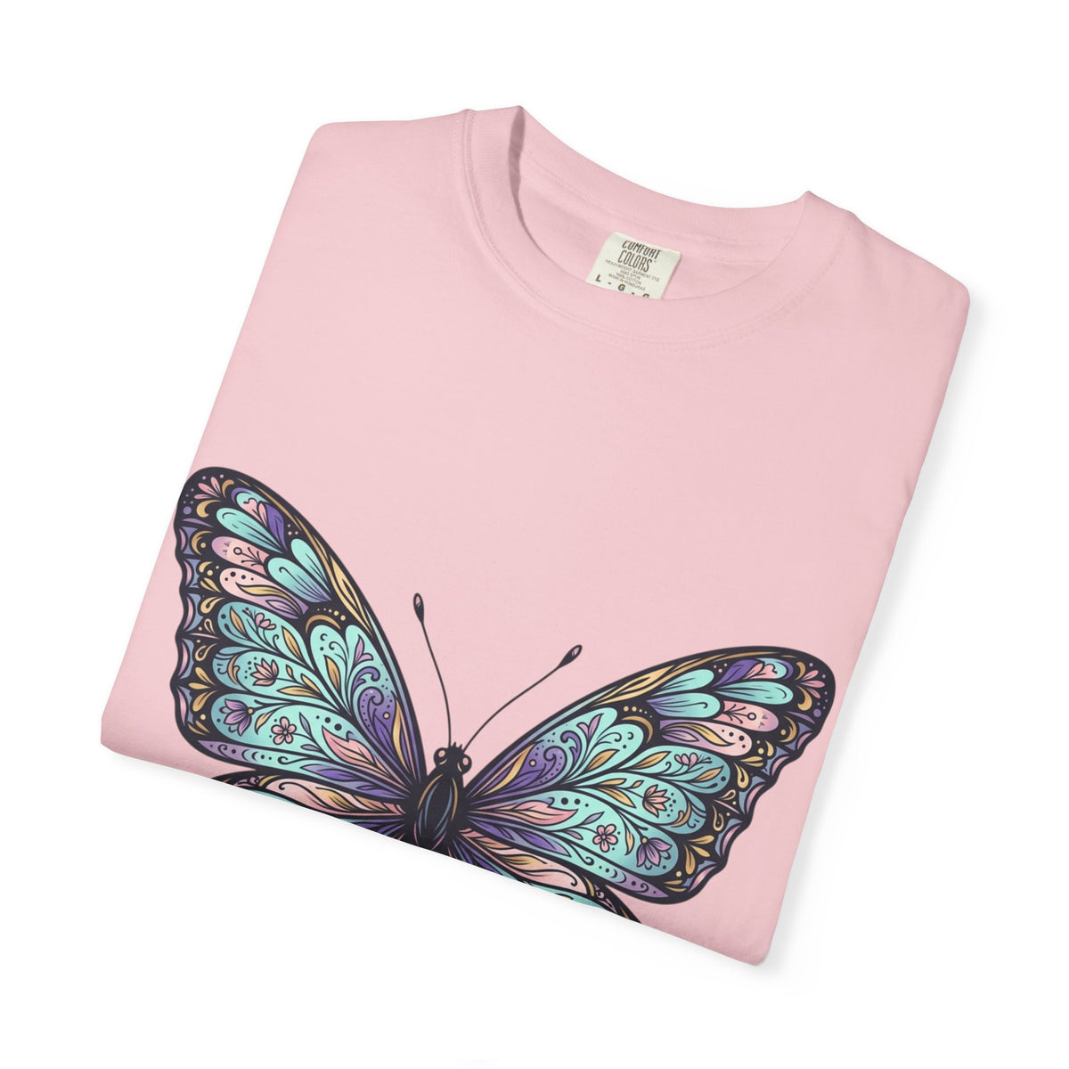 Butterfly Art T‑Shirt — Blue Purple Ornamental Butterfly Graphic Tee