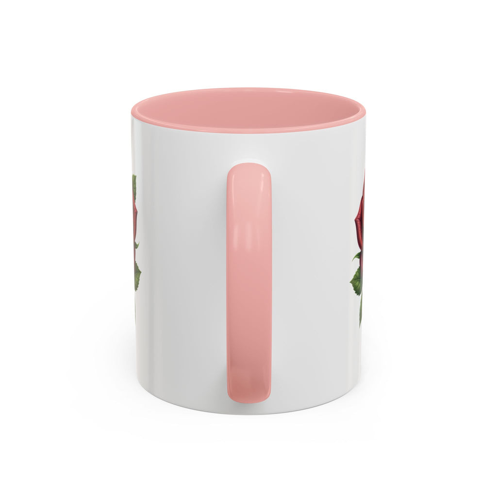 Red Rose Accent Coffee Mug — Floral Ceramic Coffee Cup (11/15oz)