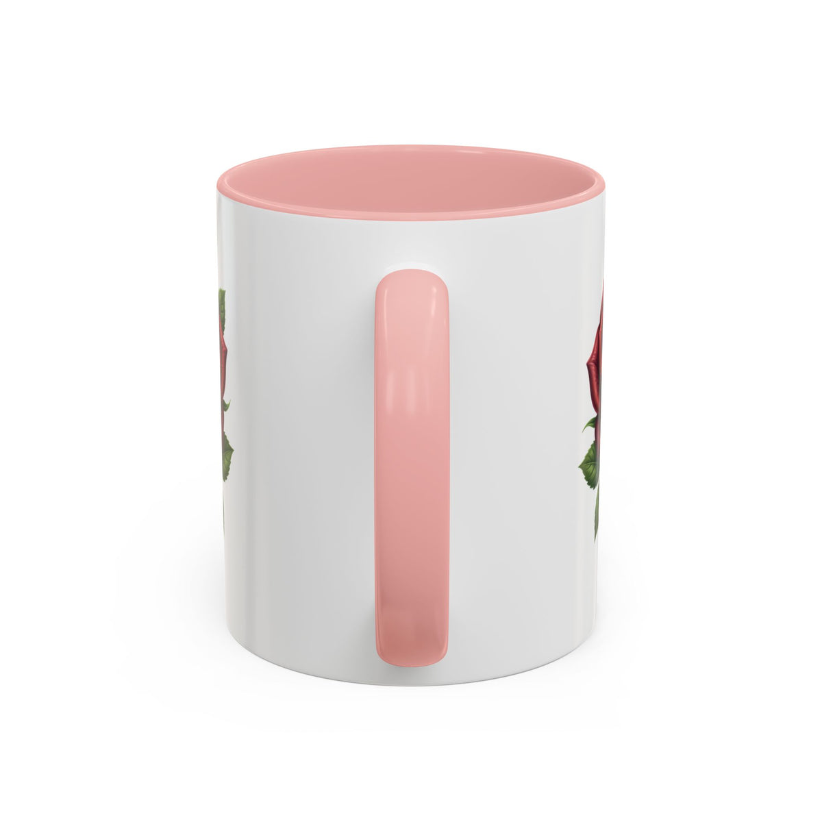 Red Rose Accent Coffee Mug — Floral Ceramic Coffee Cup (11/15oz)