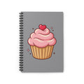 Pink Cupcake Spiral Notebook - Ruled Line- Grey