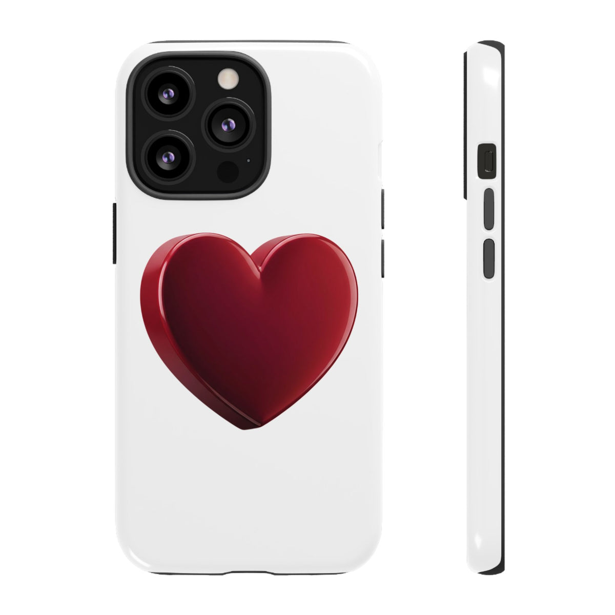 Heart Tough Phone Case - Red 3D Heart Protective Phone Case