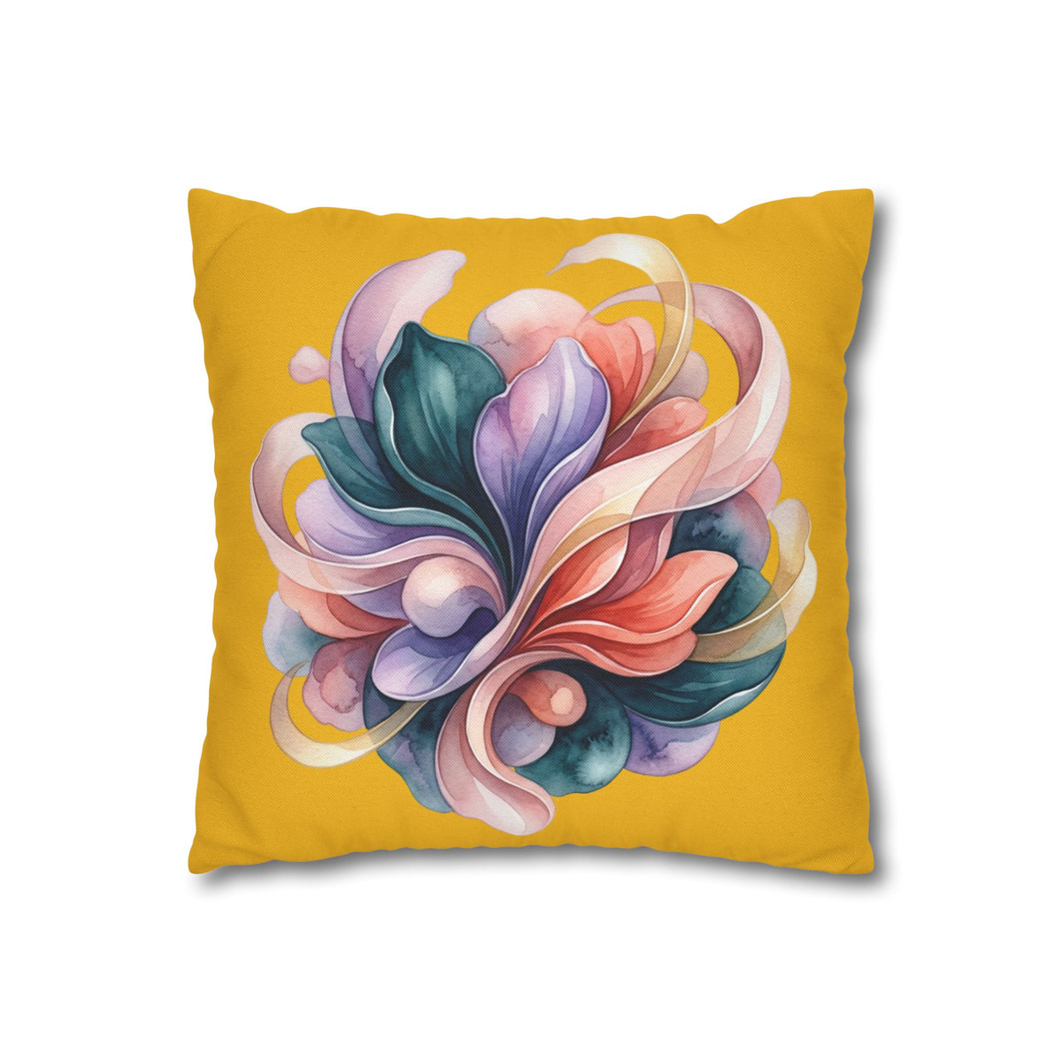 Floral Swirl Decorative Pillowcase — Vibrant Yellow Abstract Bloom