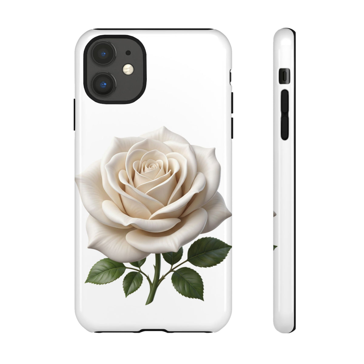 White Rose Tough Phone Case – Elegant Floral Protective Cover