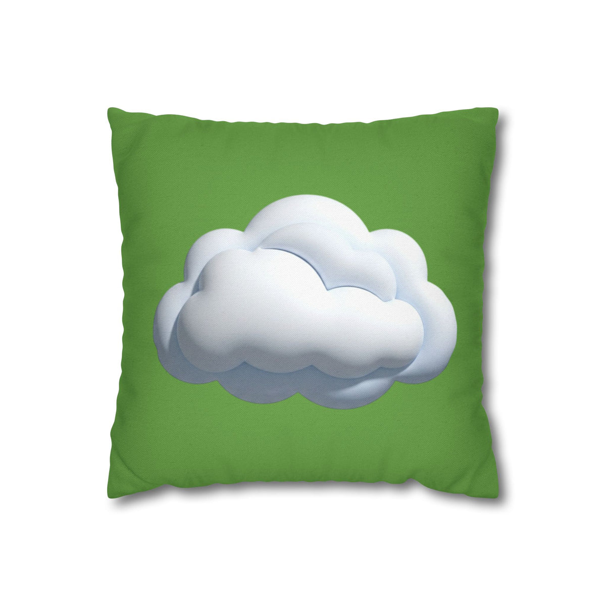 Green Cloud Decorative Pillowcase — Soft White Cloud Accent Cushion Cover