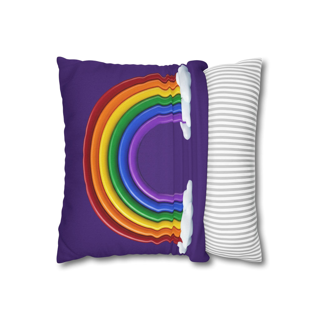 Rainbow Dark Purple Spun Polyester Square Pillowcase