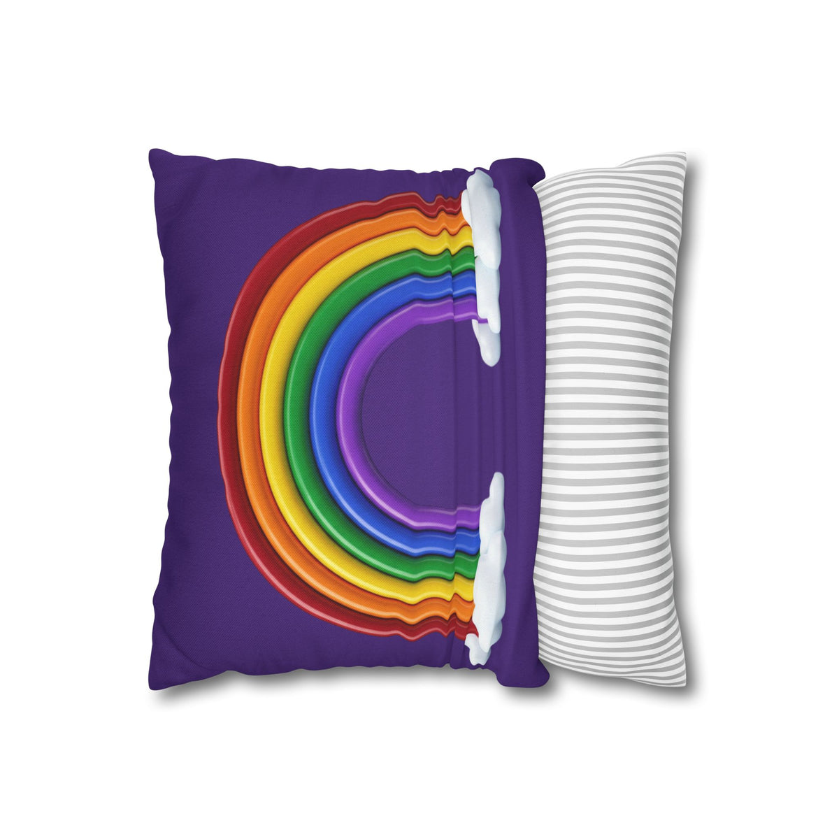 Rainbow Dark Purple Spun Polyester Square Pillowcase