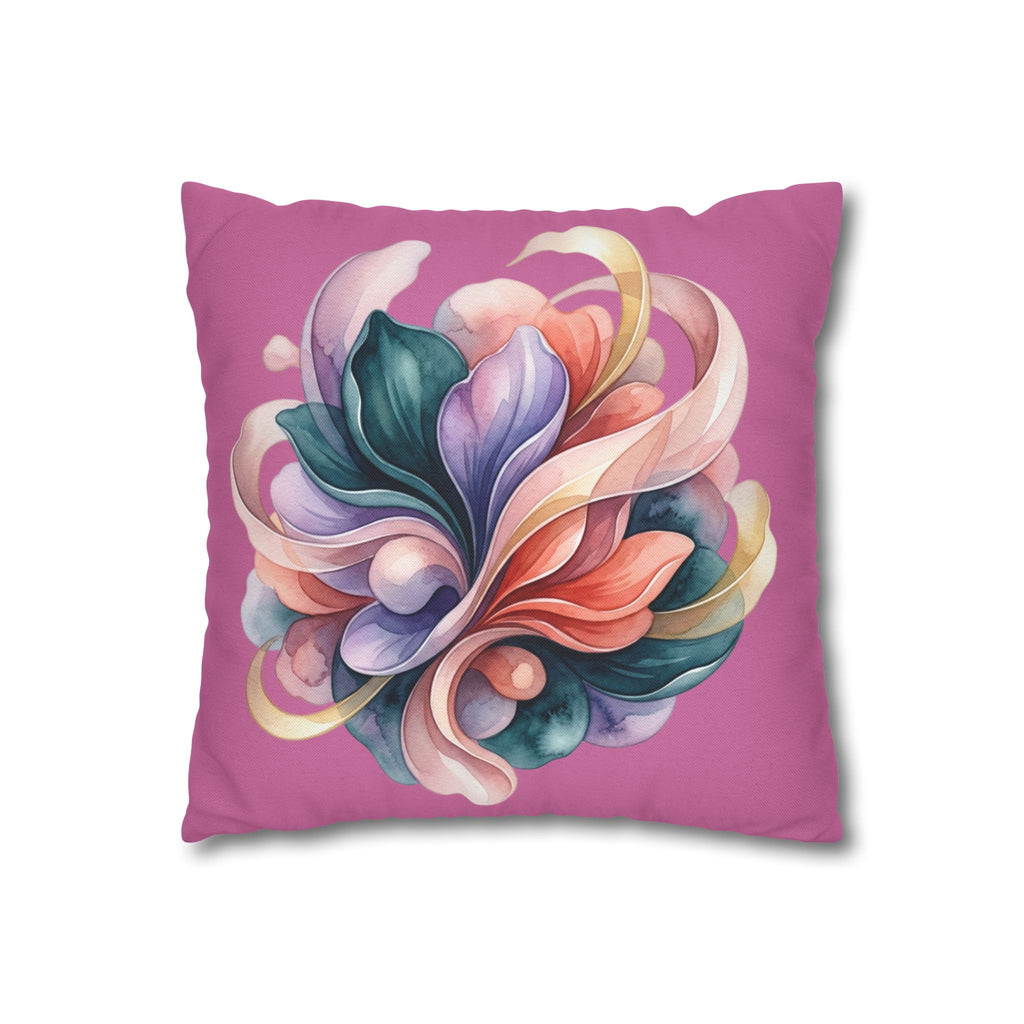 Floral Swirl Decorative Pillow — Pink Abstract Botanical Accent