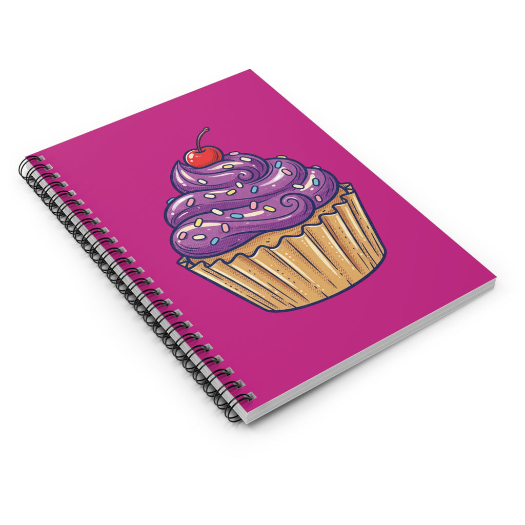 Cupcake Notebook — Purple Frosting Spiral Ruled Journal