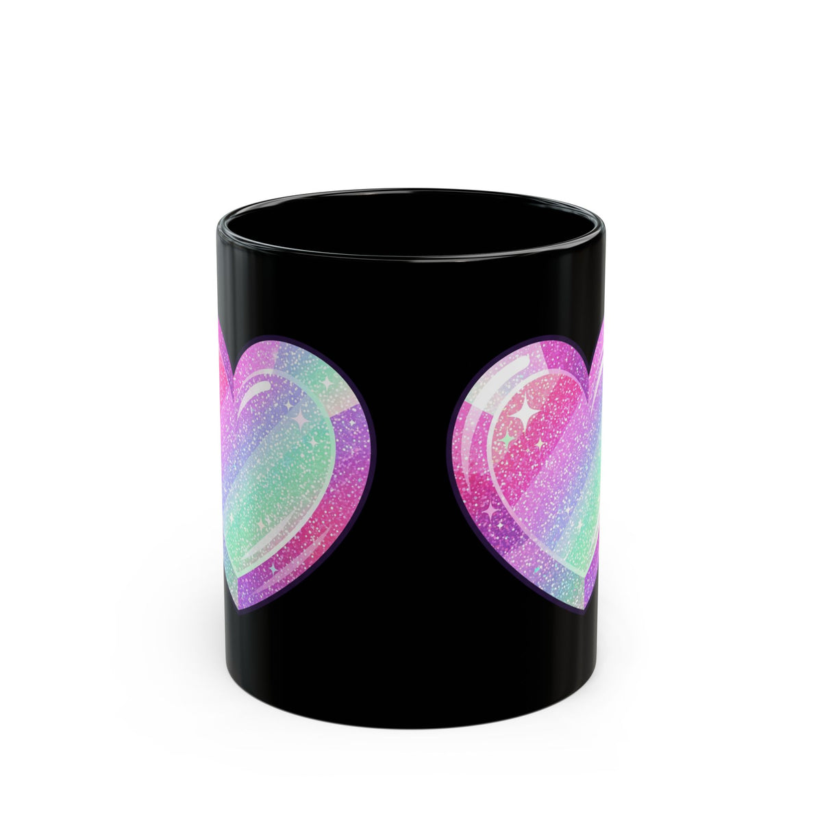 Glittery Heart Black Mug (11oz, 15oz)