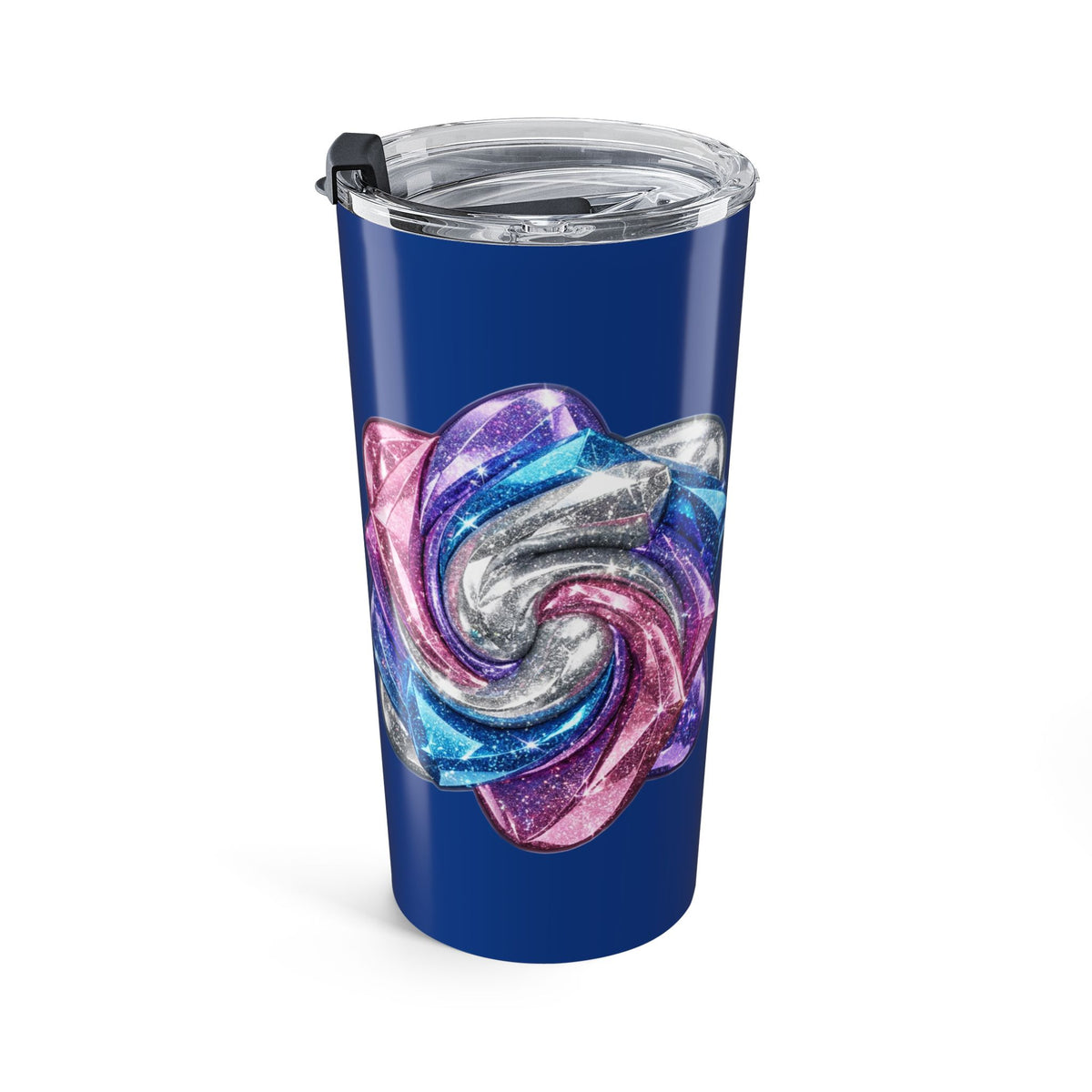 20oz Stainless Steel Tumbler Navy — Blue Iridescent Crystal Rose Design