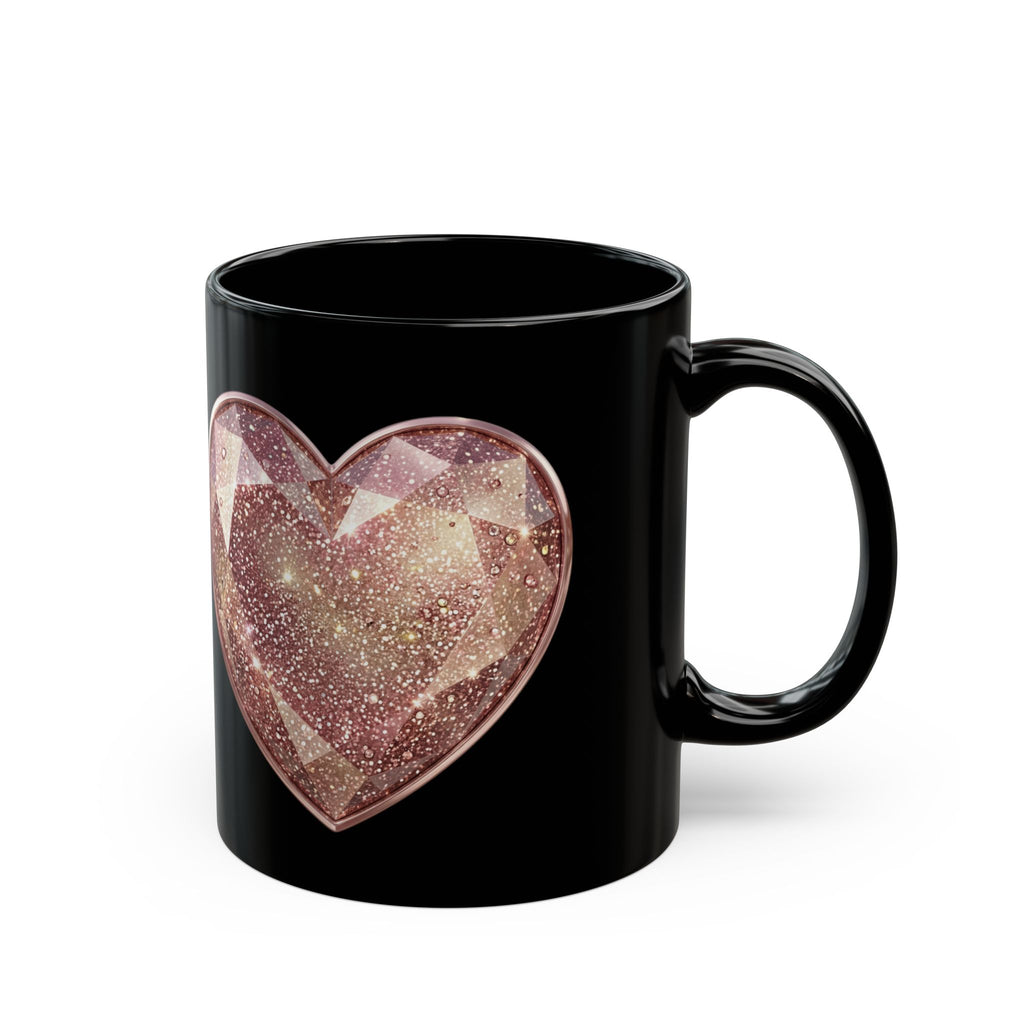 Rose Gold Heart Black Mug (11oz, 15oz)
