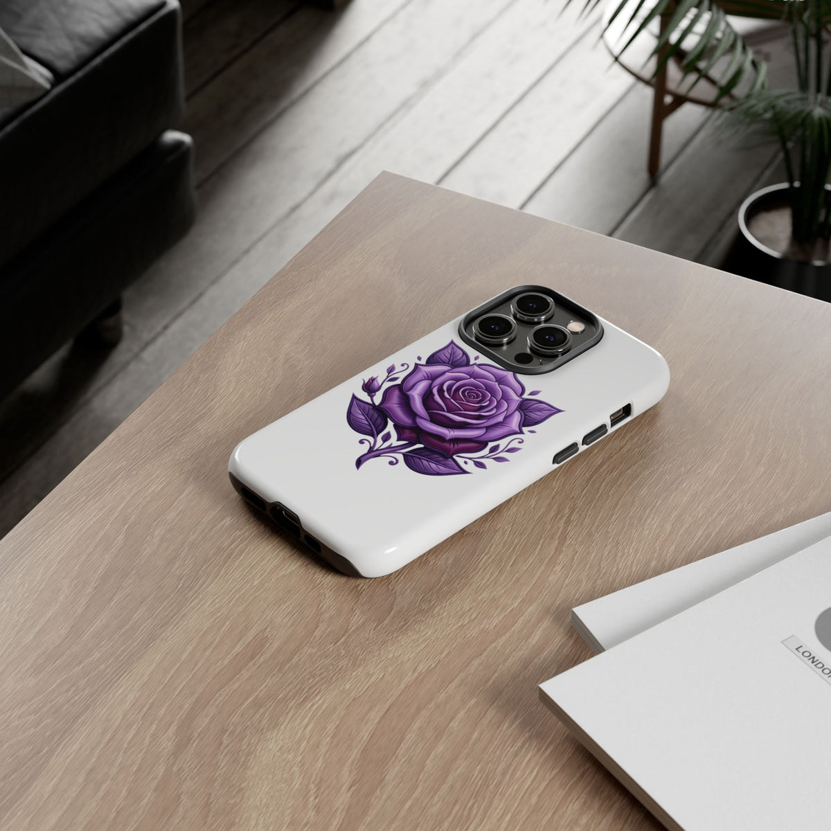 Purple Rose Tough Phone Case — Floral Protective Phone Cover