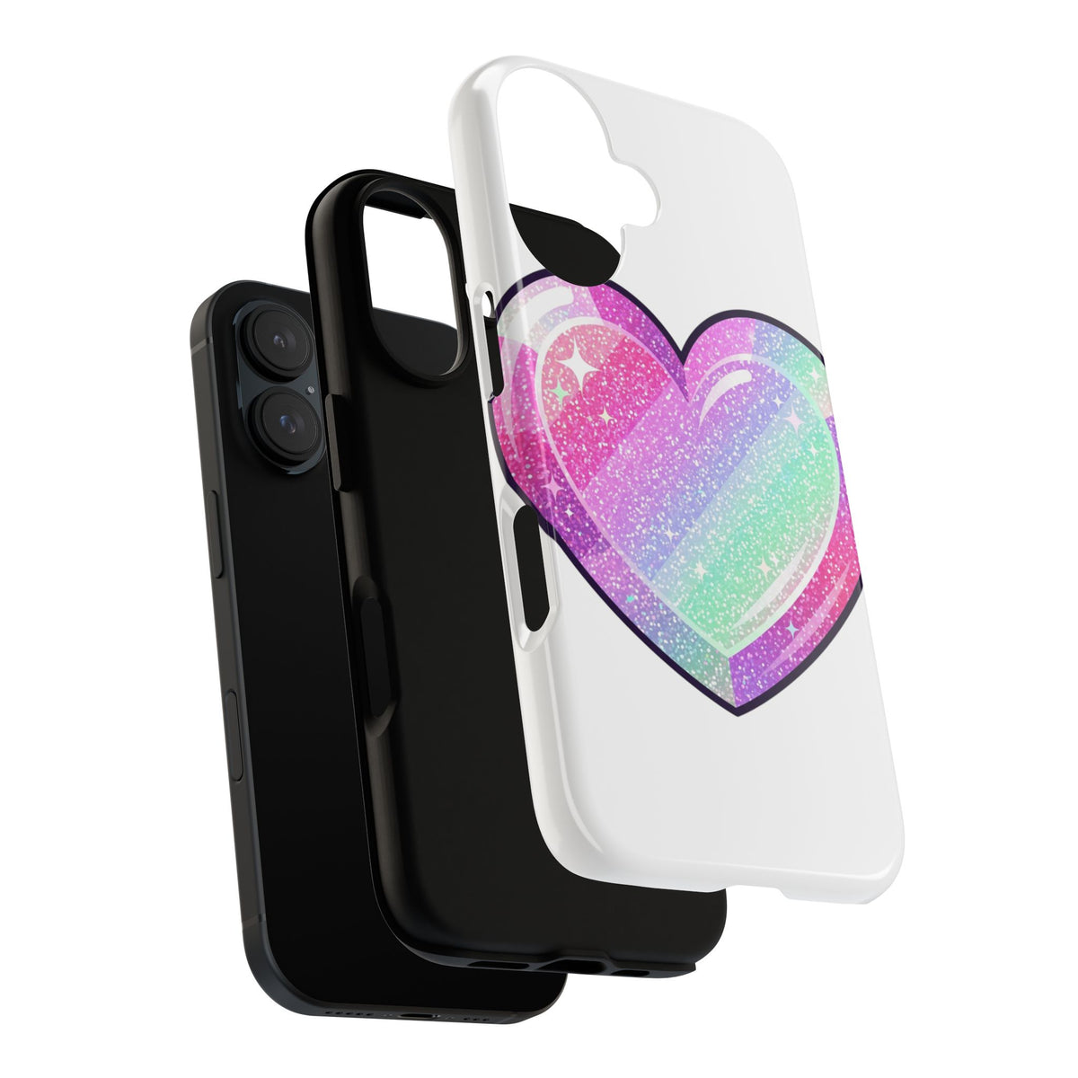 Pastel Glitter Heart Tough Phone Case — Cute Protective Phone Cover