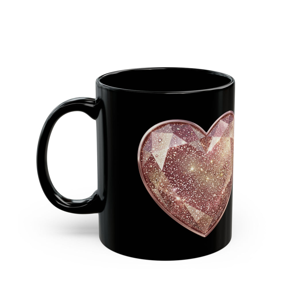 Rose Gold Heart Black Mug (11oz, 15oz)